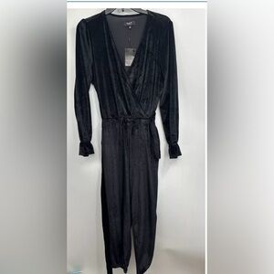 OAT New York Black Long Sleeve Belted Jogger Jumpsuit Sz XL NWT